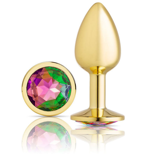 Cloud 9 Novelties Anal Gems Jeweled Gold Chromed Anal Plug - Medium